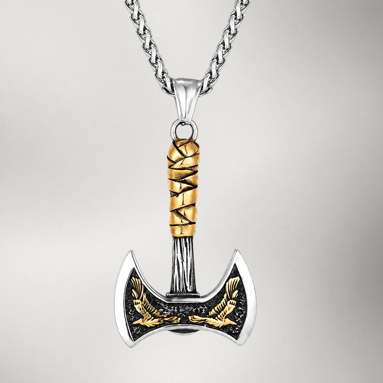 Hrafn — Double-Edged Axe Pendant | Norse Necklace