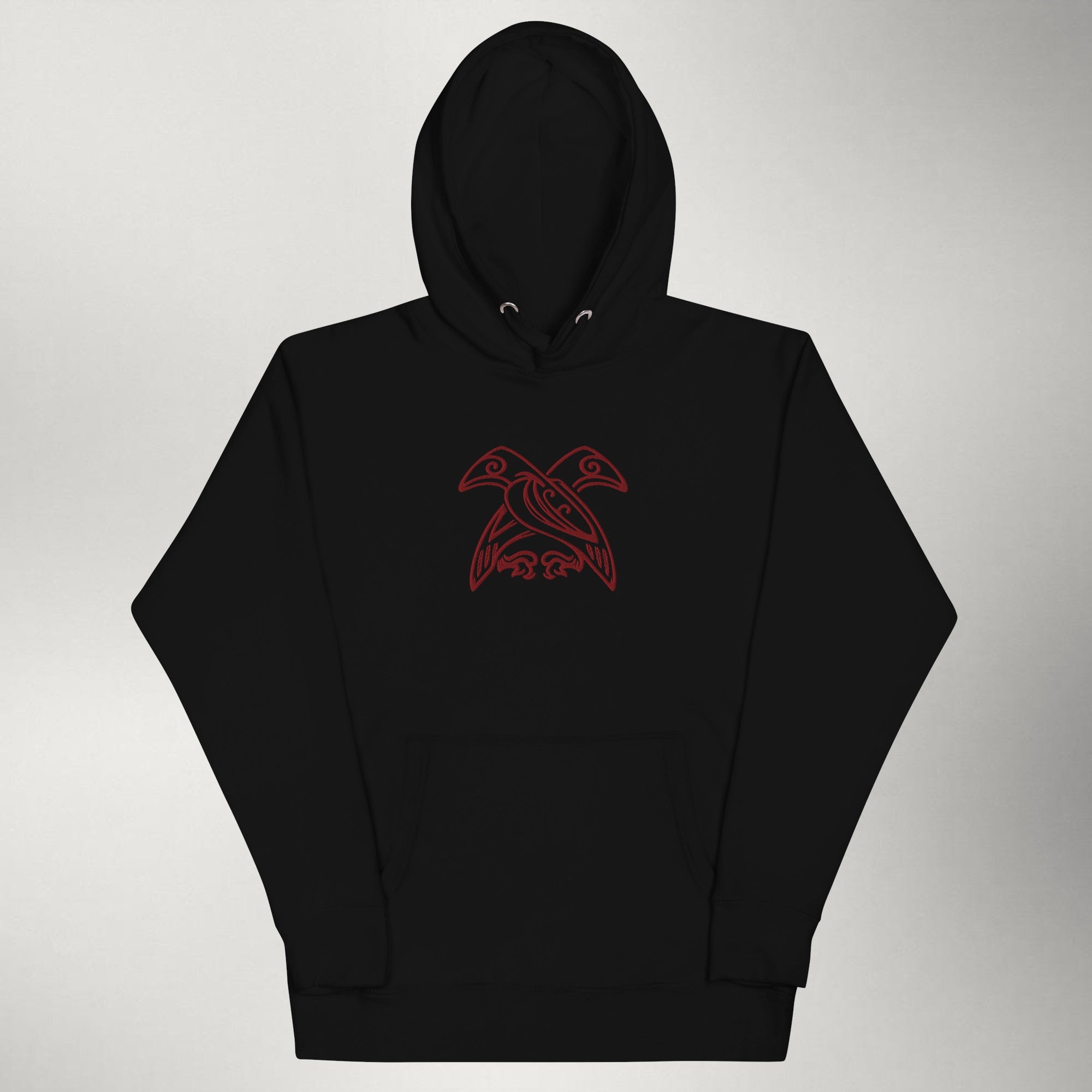 Hrafn — Embroidered Hoodie | Maroon / Black