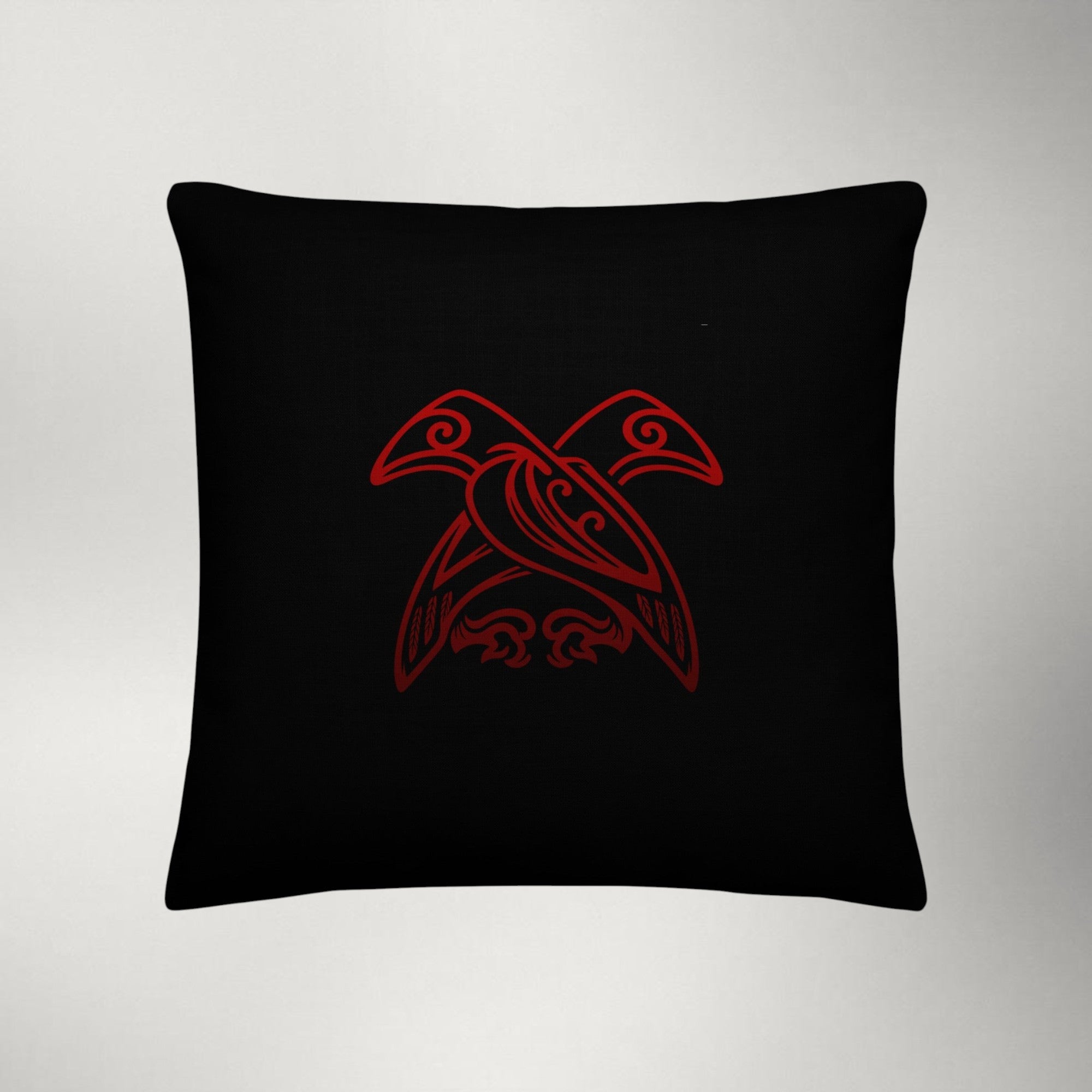 Hrafn — Norse Raven Throw Pillow | Maroon