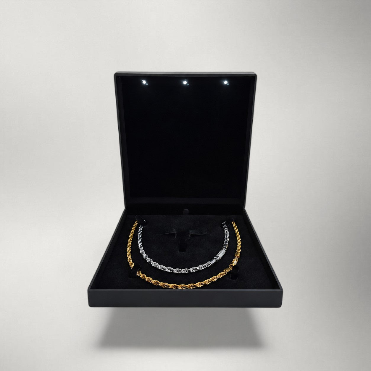 Iced-Clasp Rope Chain Necklace in Gold & Silver — 6mm Stainless Steel