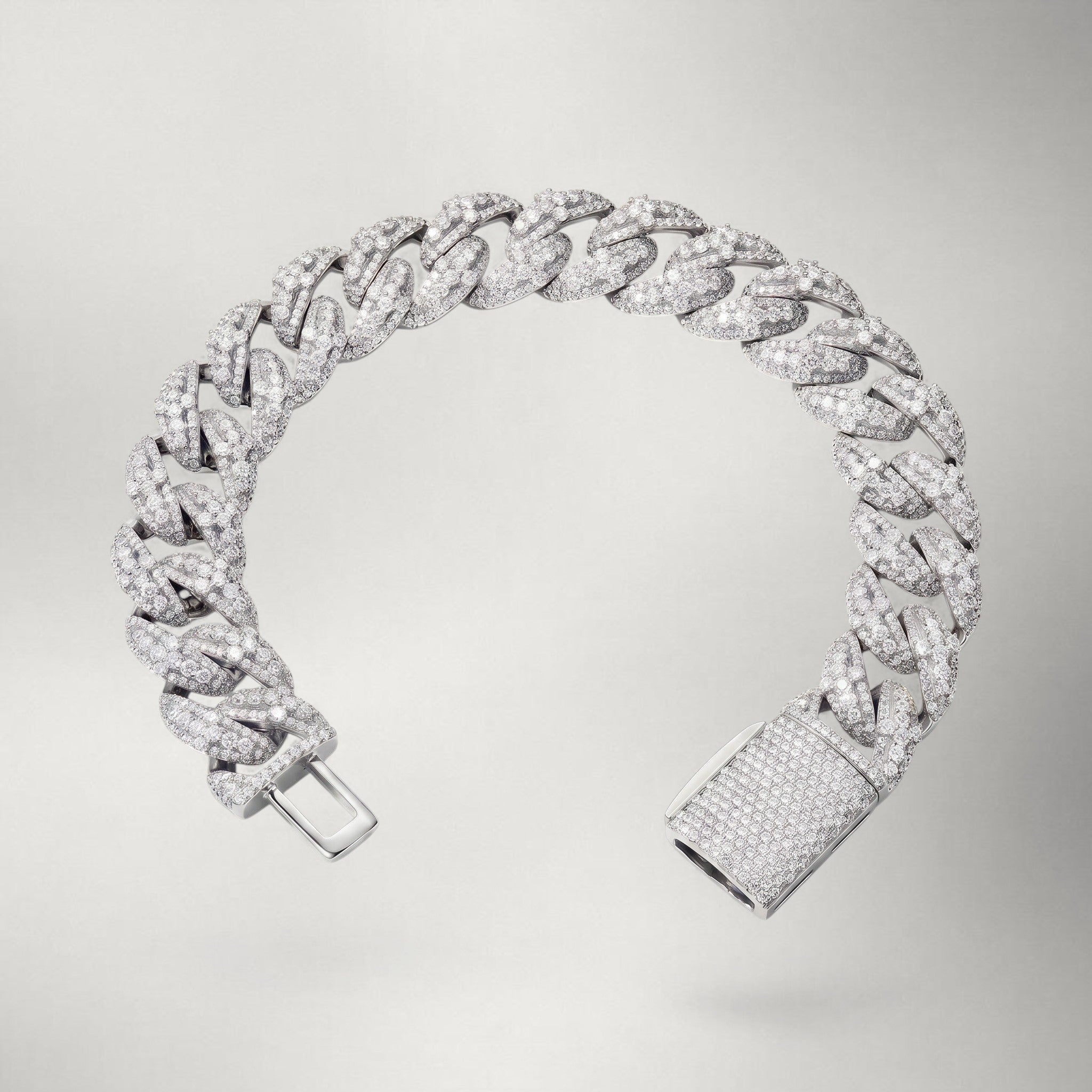 Iced Cross Cuban Link Bracelet — Solid 925 Moissanite & CZ, 15mm Miami Cuban