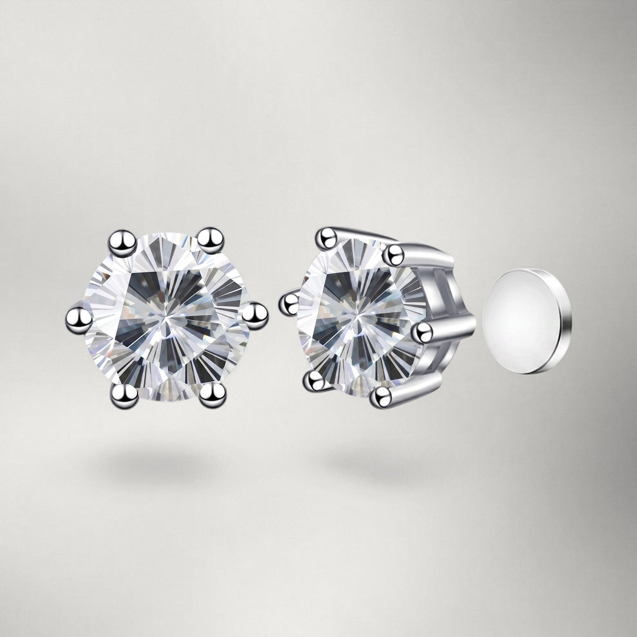 Ísa — Moissanite Stud Earrings | Magnetic Six-Claw