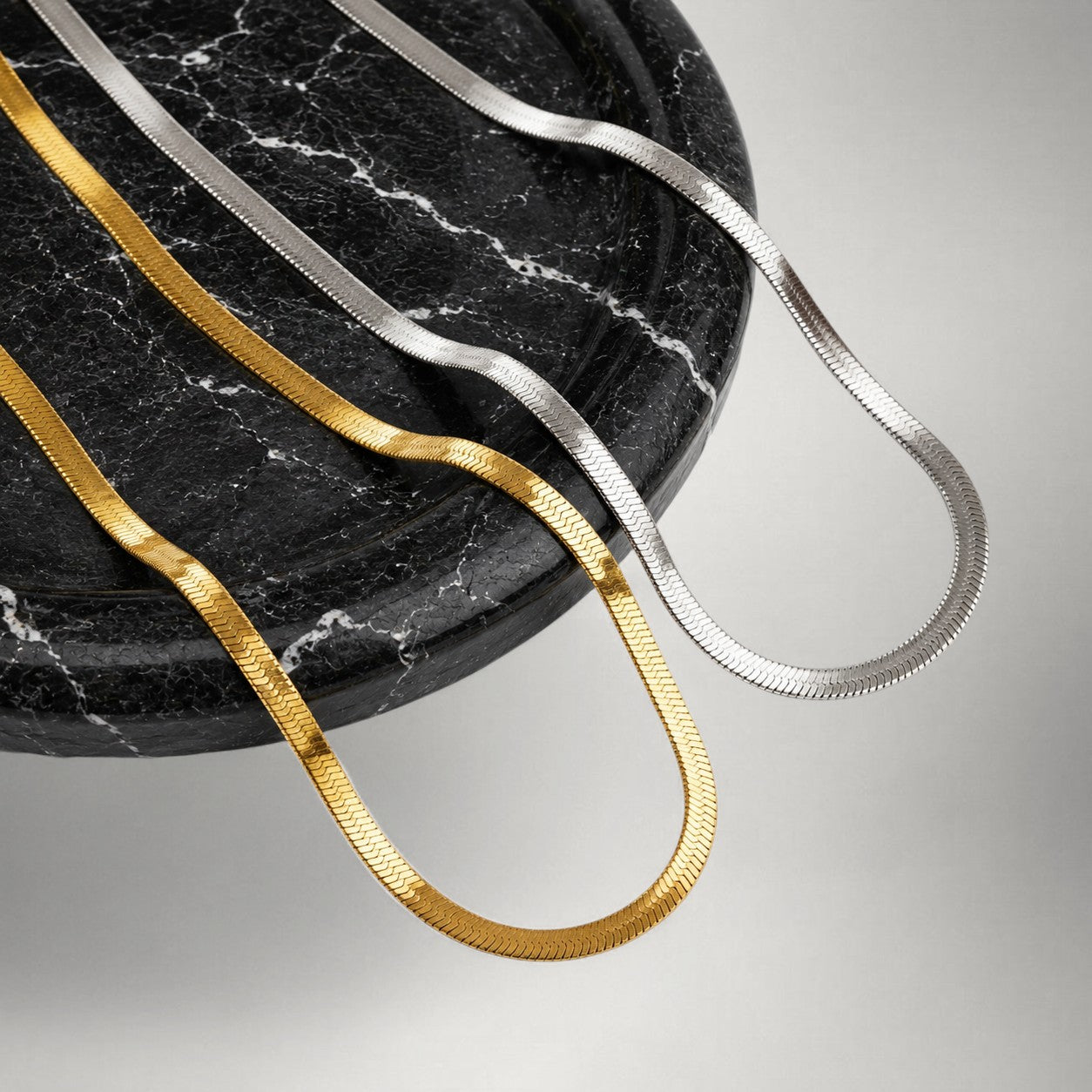 Minimalist 4mm Flat Snake Chain Necklace in 925 Sterling Silver — Silver & Gold