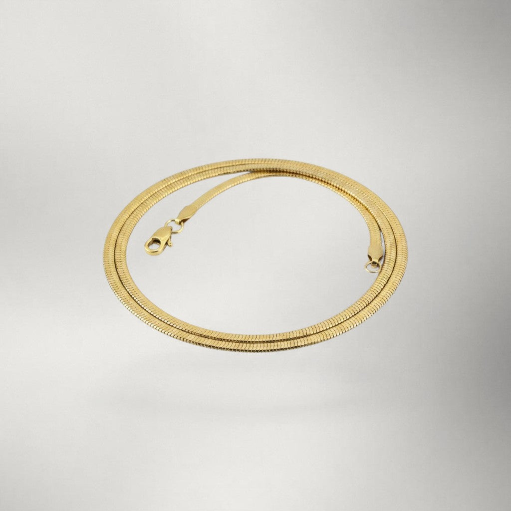 Minimalist Snake Bone Chain Necklace in 24K Gold-Plate — 6mm