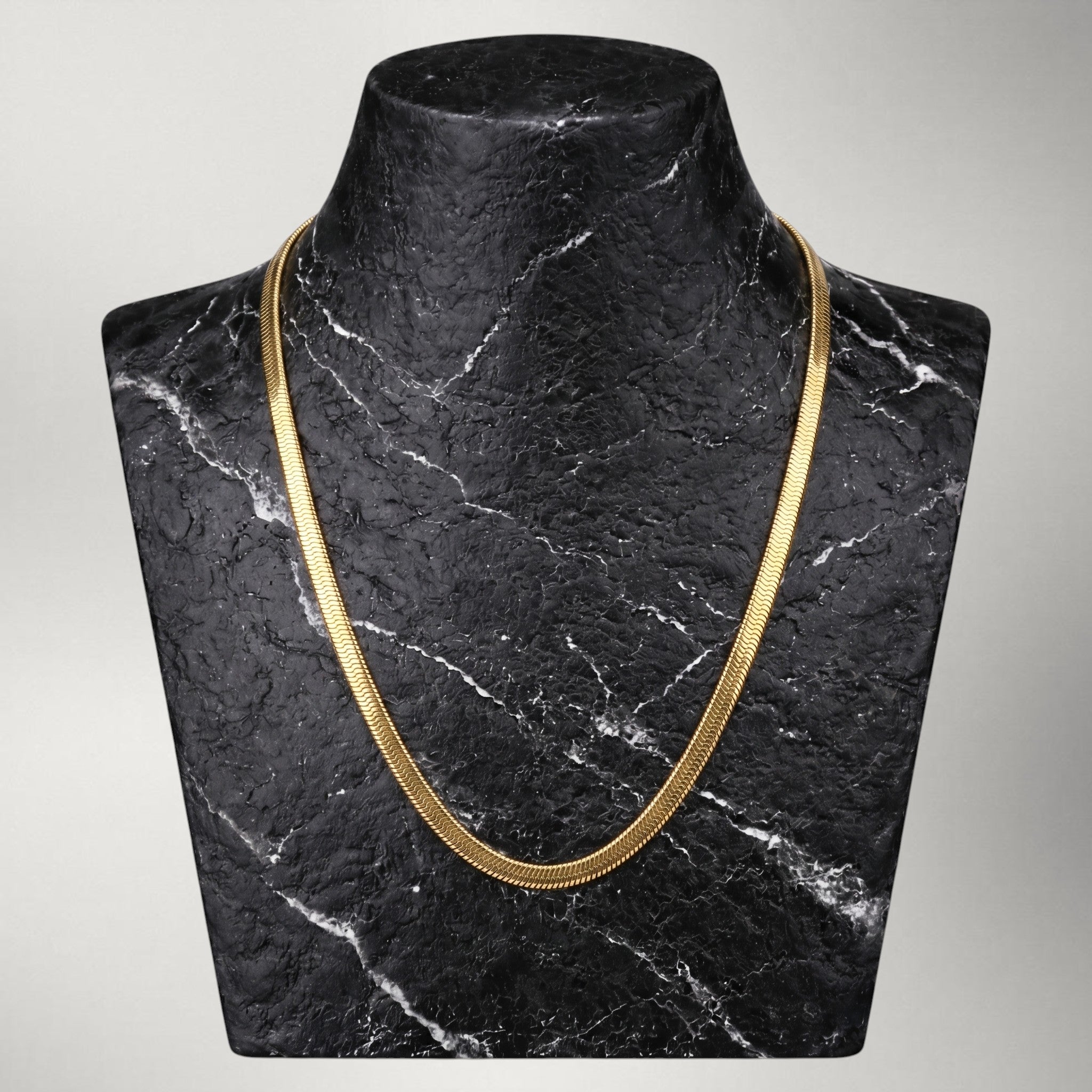 Minimalist Snake Bone Chain Necklace in 24K Gold-Plate — 6mm