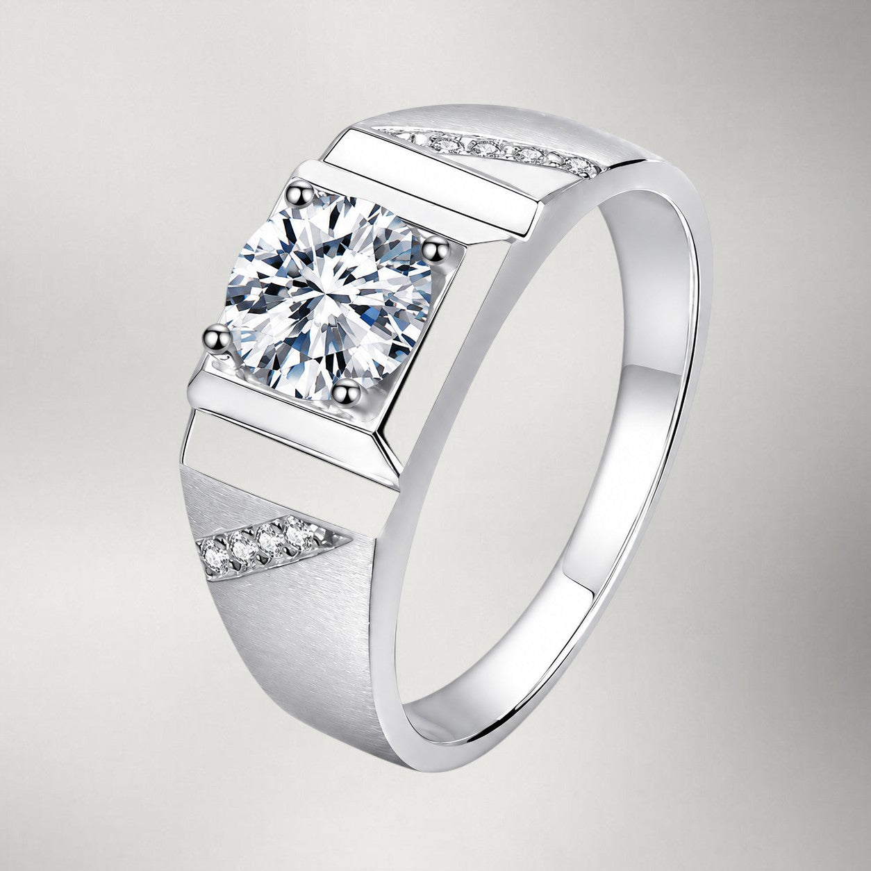 Moissanite Men's Ring — D-VVS1 GRA Certified, 925 Sterling Silver 18K Plated