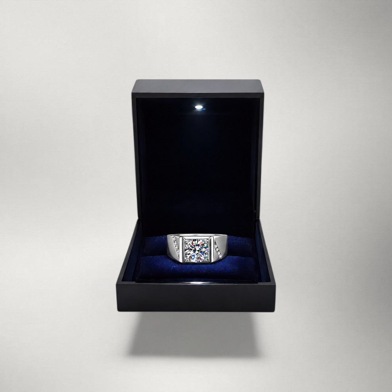 Moissanite Men's Ring — D-VVS1 GRA Certified, 925 Sterling Silver 18K Plated