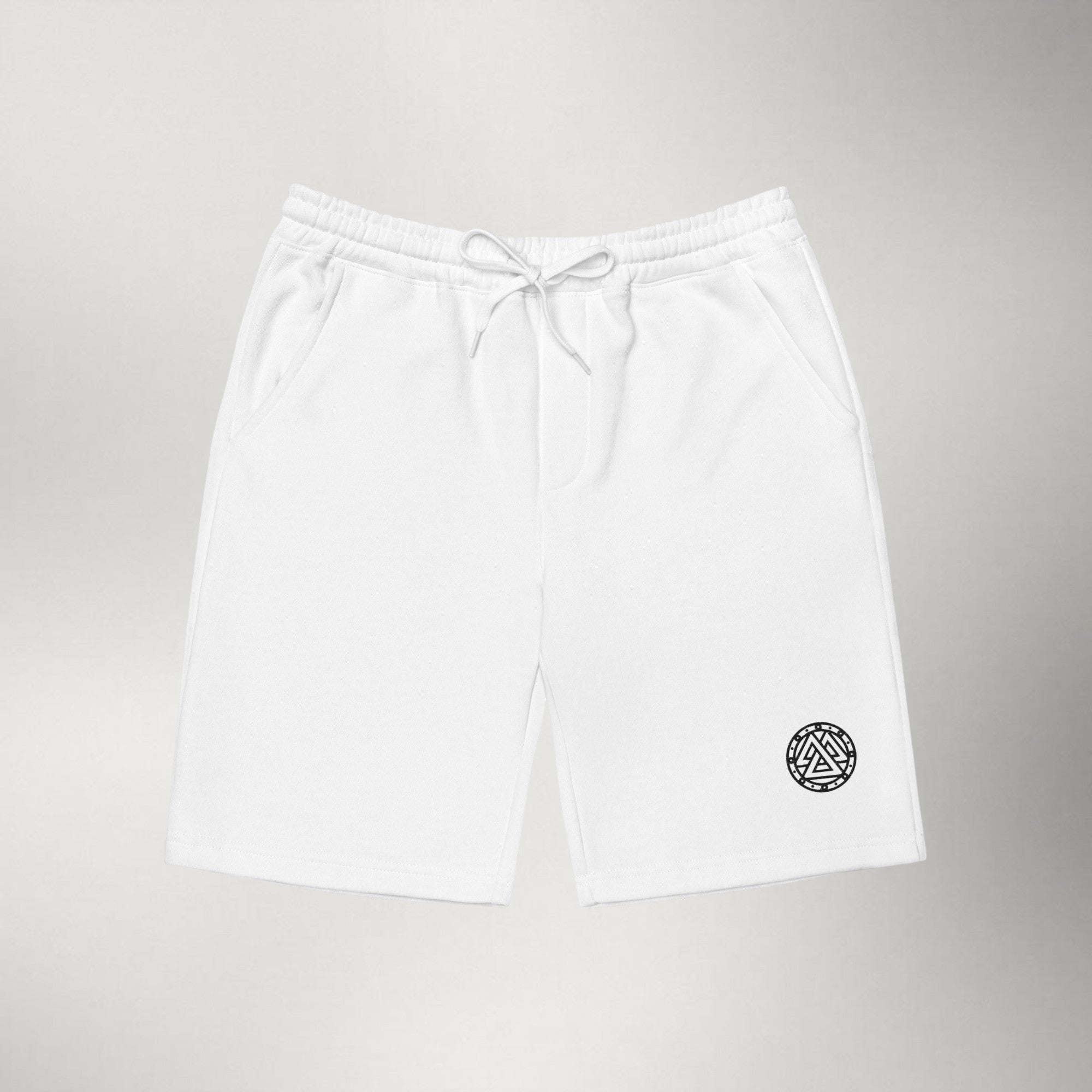 Ragnarok Embroidered Fleece Shorts — Black / White