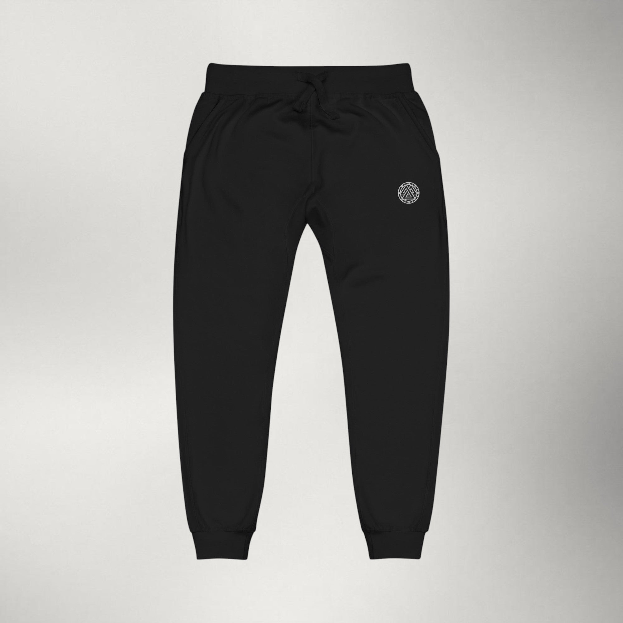 Ragnarok Embroidered Fleece Sweatpants — White / Black