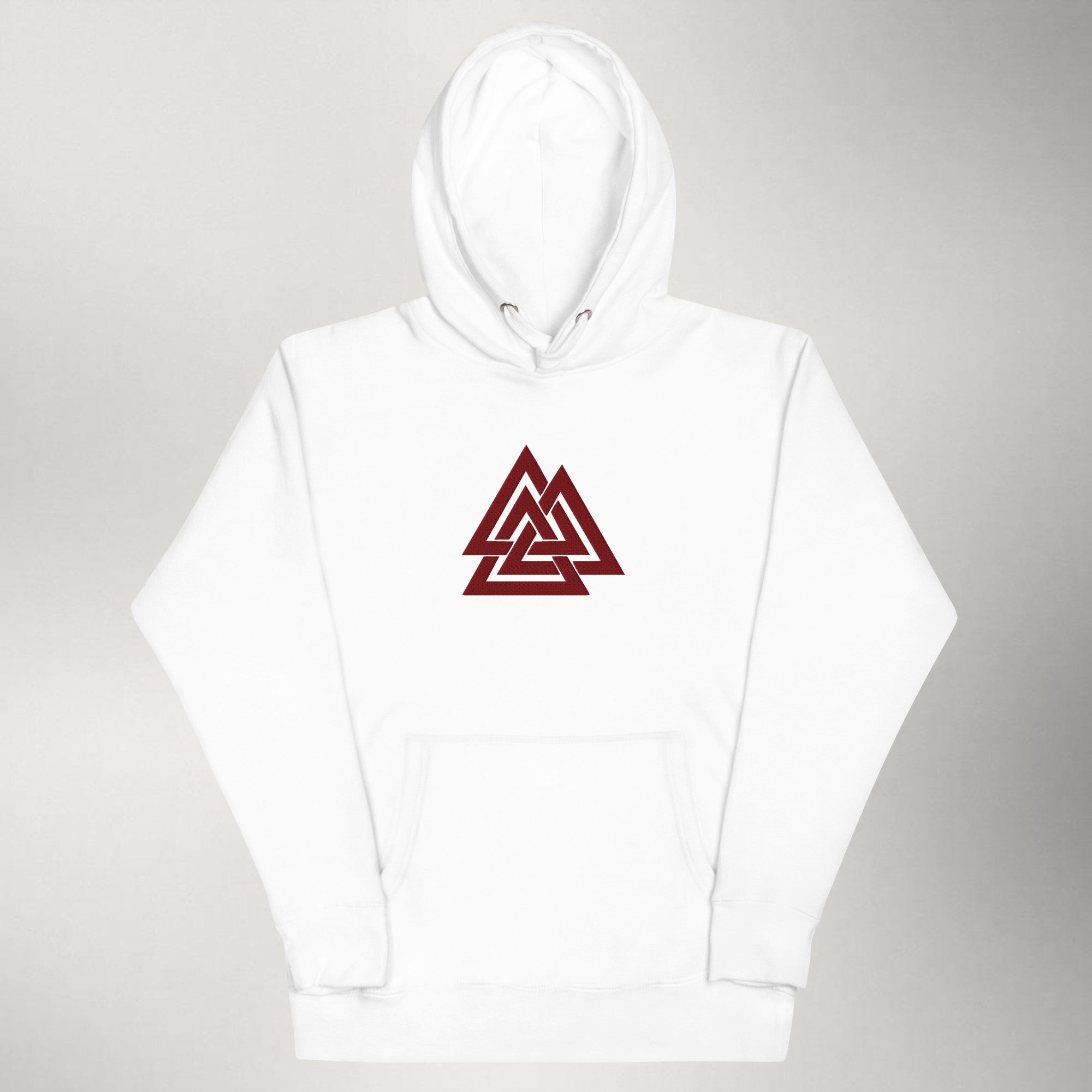 Valknut — Embroidered Hoodie | Maroon / White