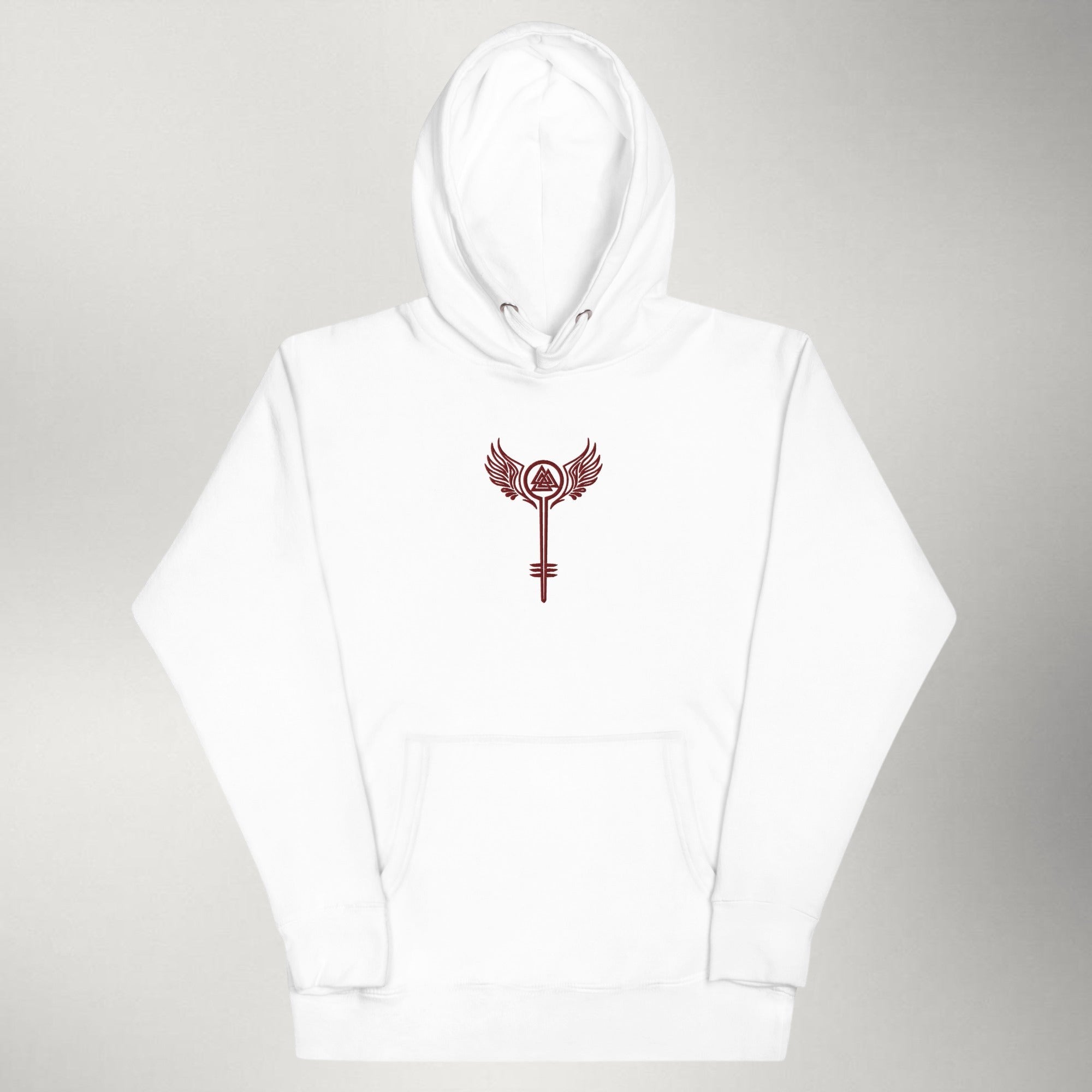 Valkyrie — Embroidered Hoodie | Maroon / White