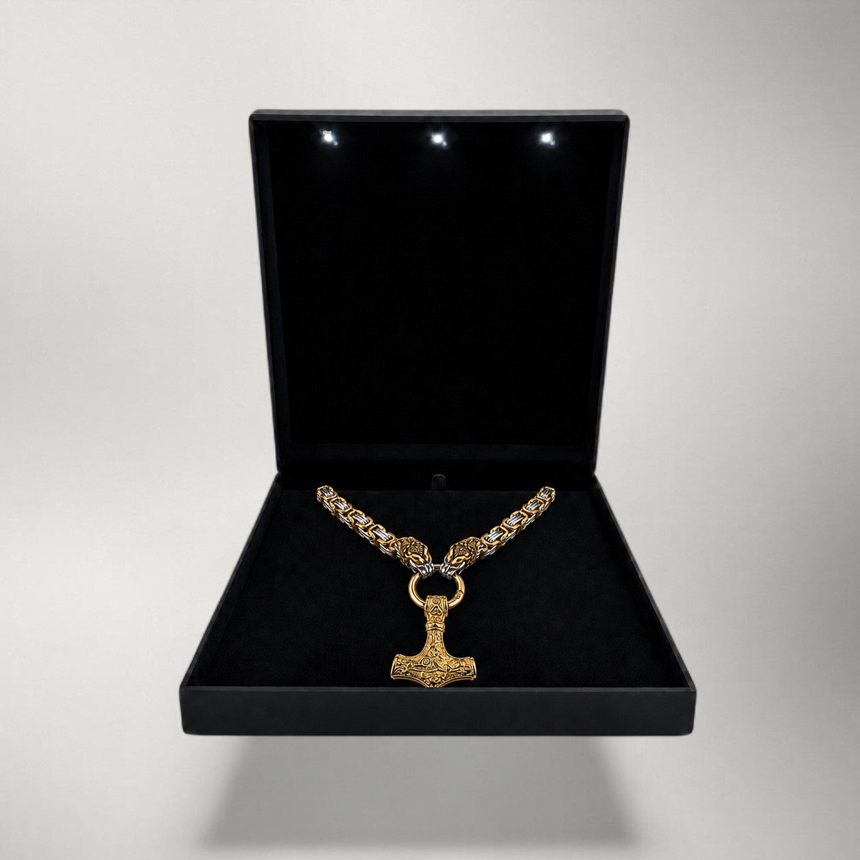 Dual Gold Mjölnir Pendant and Chain
