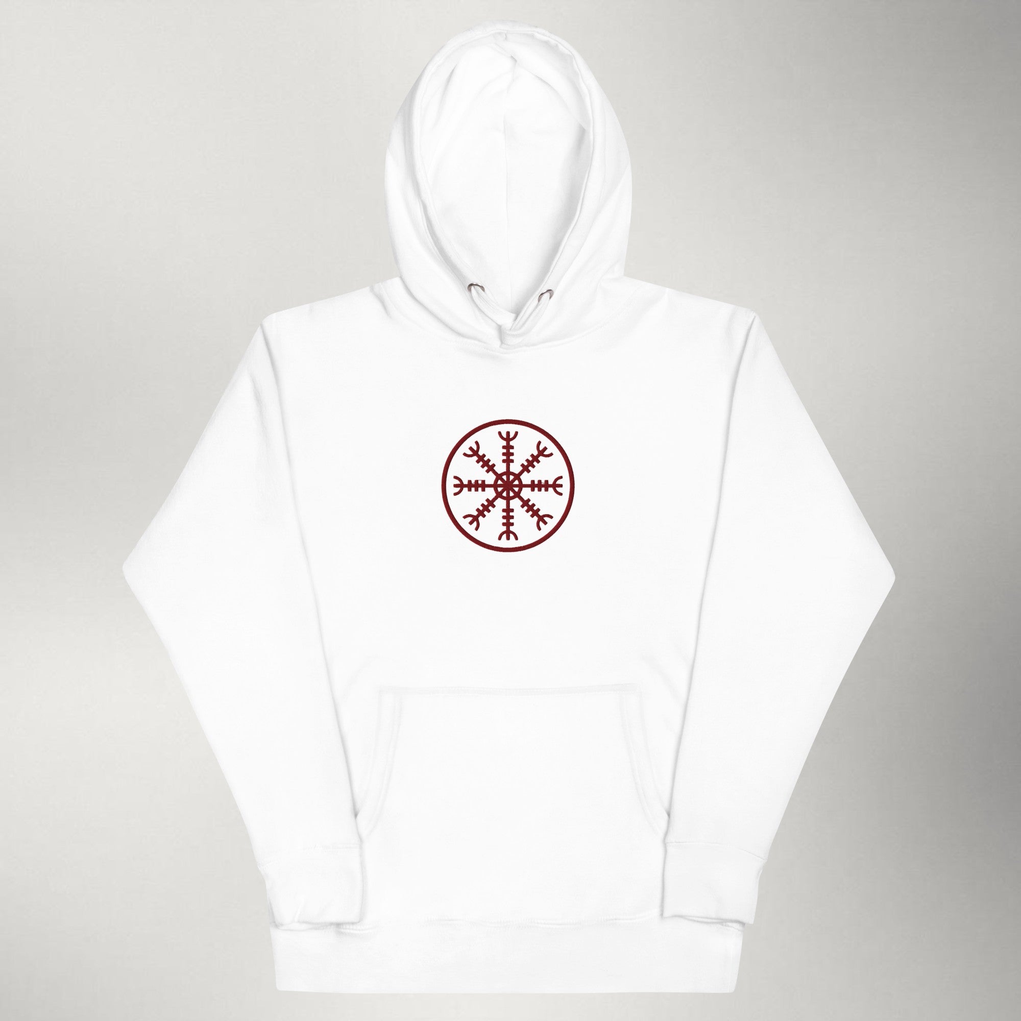 Helm of Awe — Embroidered Hoodie | Maroon / White