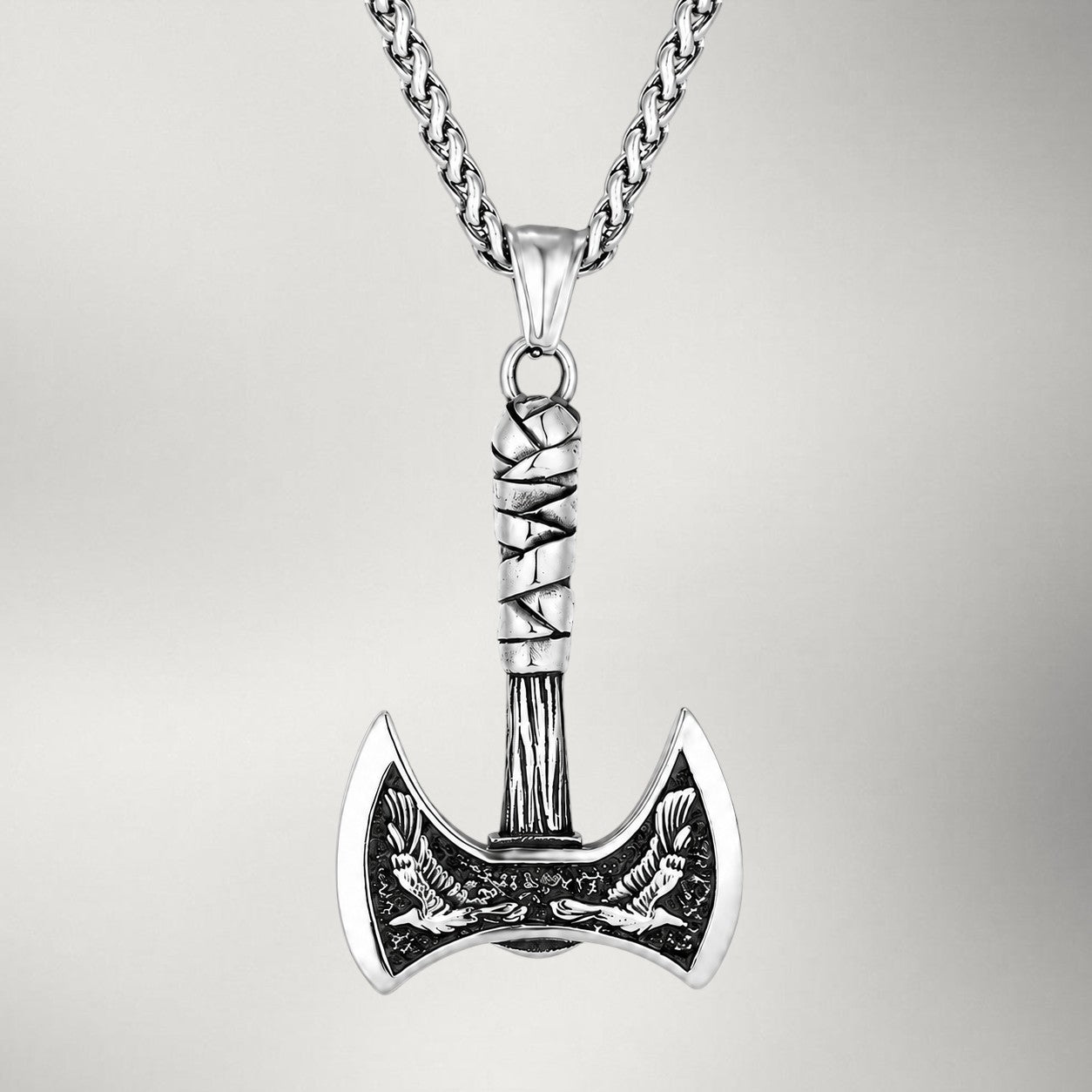 Hrafn — Double-Edged Axe Pendant | Norse Necklace