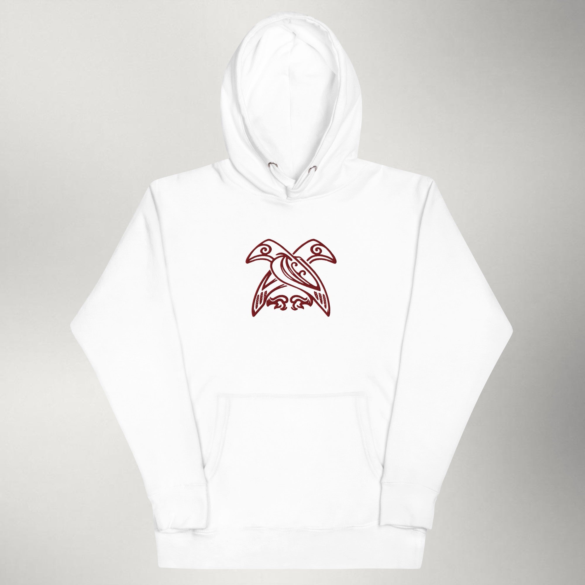 Hrafn — Embroidered Hoodie | Maroon / White
