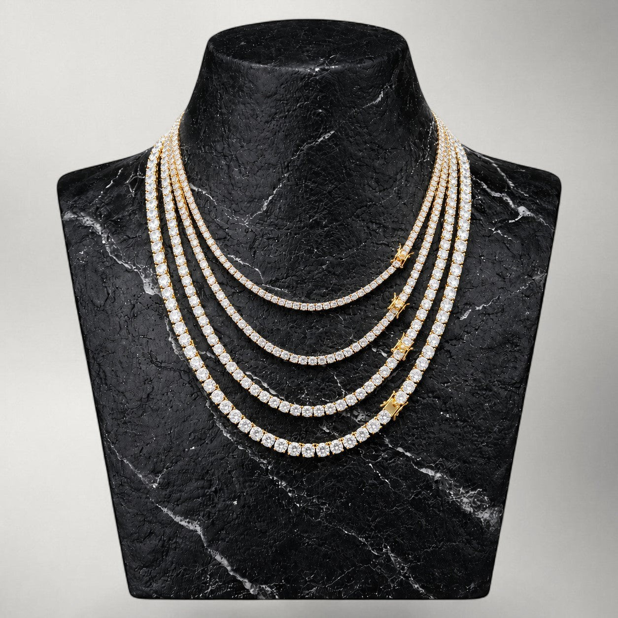 Iced CZ Tennis Chain in 18K Gold & Silver