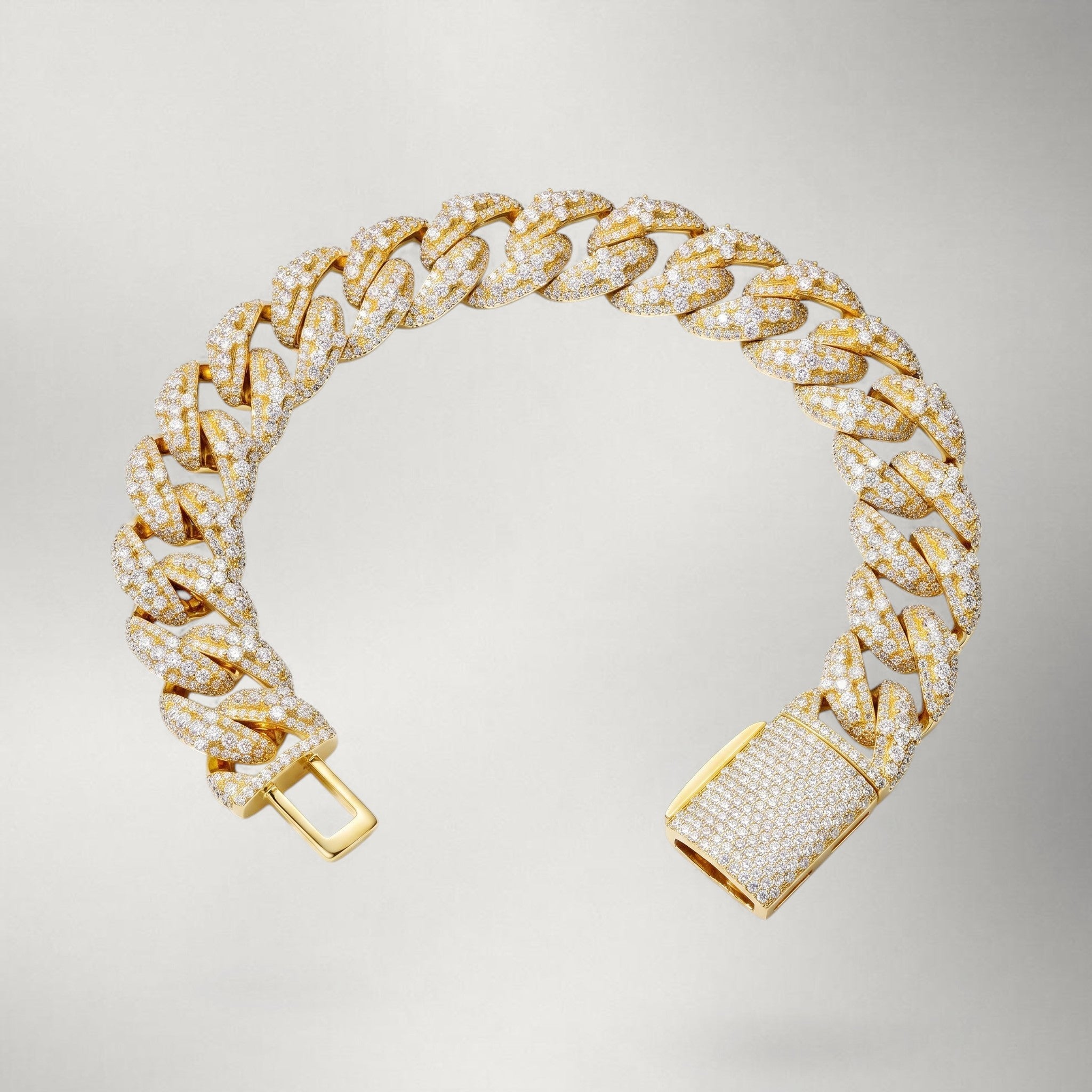 Iced Cross Cuban Link Bracelet — Solid 925 Moissanite & CZ, 15mm Miami Cuban