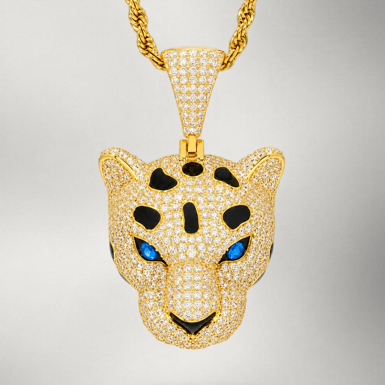 Iced Moissanite Leopard Pendant in S925 Sterling Silver