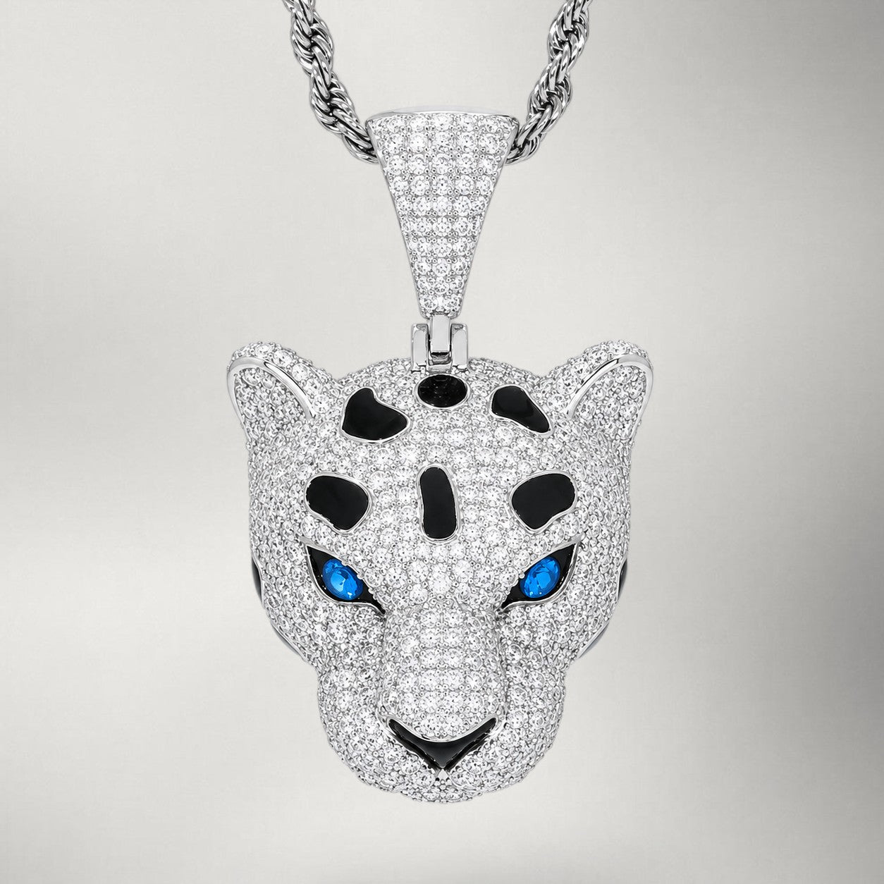 Iced Moissanite Leopard Pendant in S925 Sterling Silver
