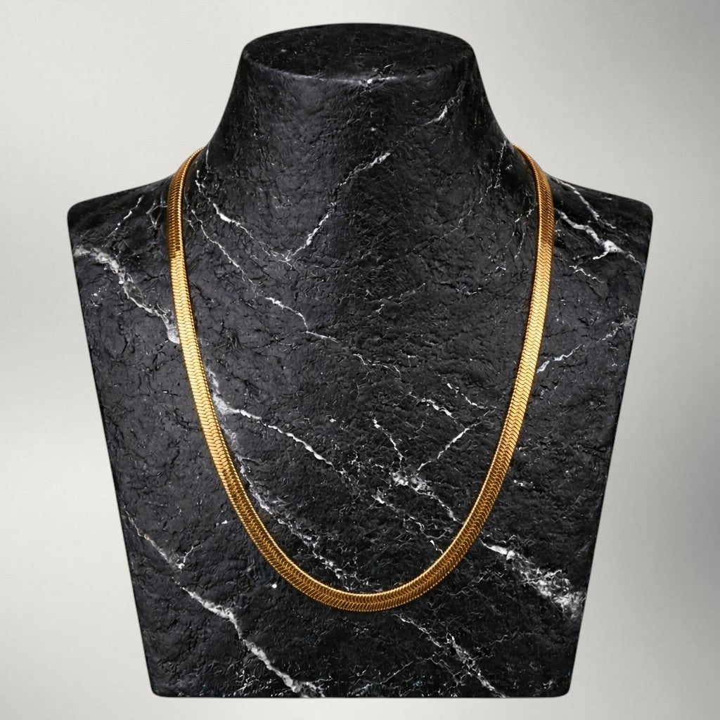 Minimalist 4mm Flat Snake Chain Necklace in 925 Sterling Silver — Silver & Gold