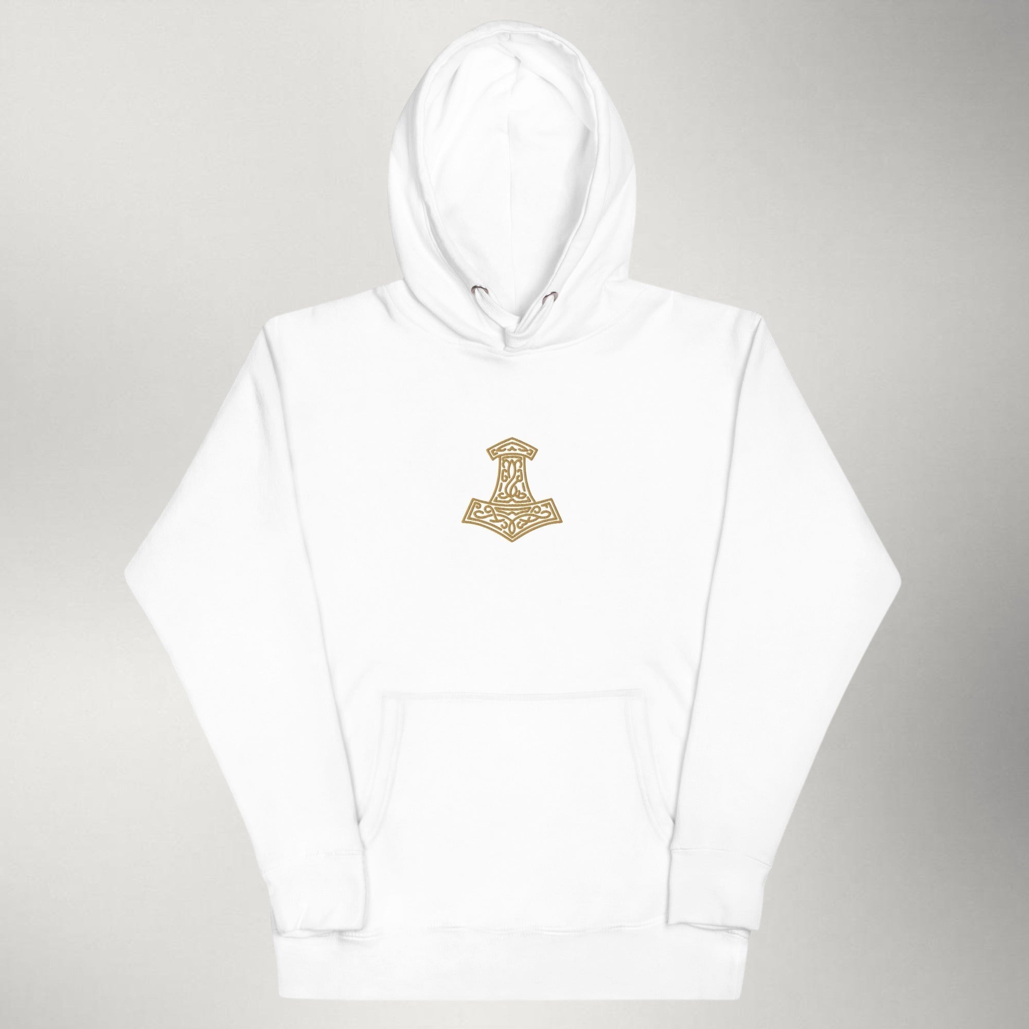 Mjölnir — Embroidered Hoodie | Gold / White