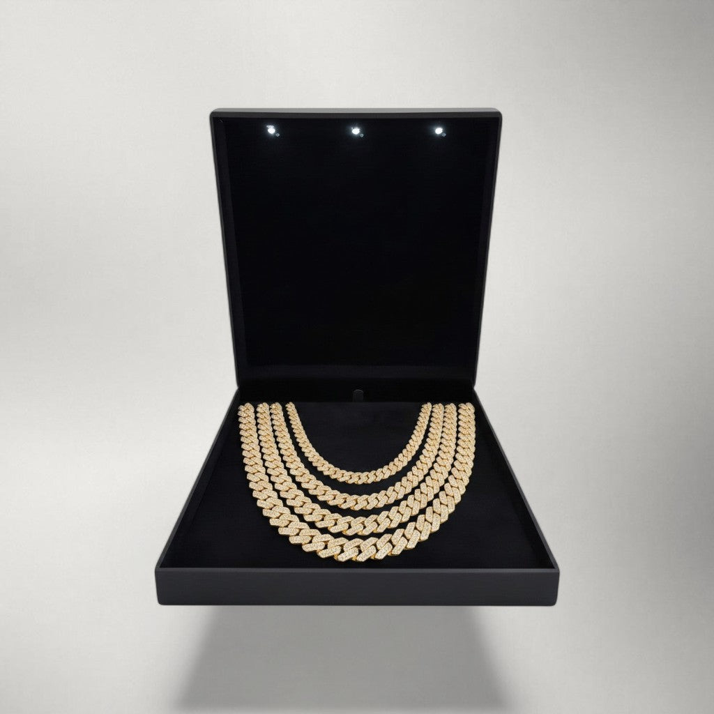 Moissanite & CZ Cuban Link Chain in Solid 925 Sterling Silver — Iced Miami Cuban Necklace