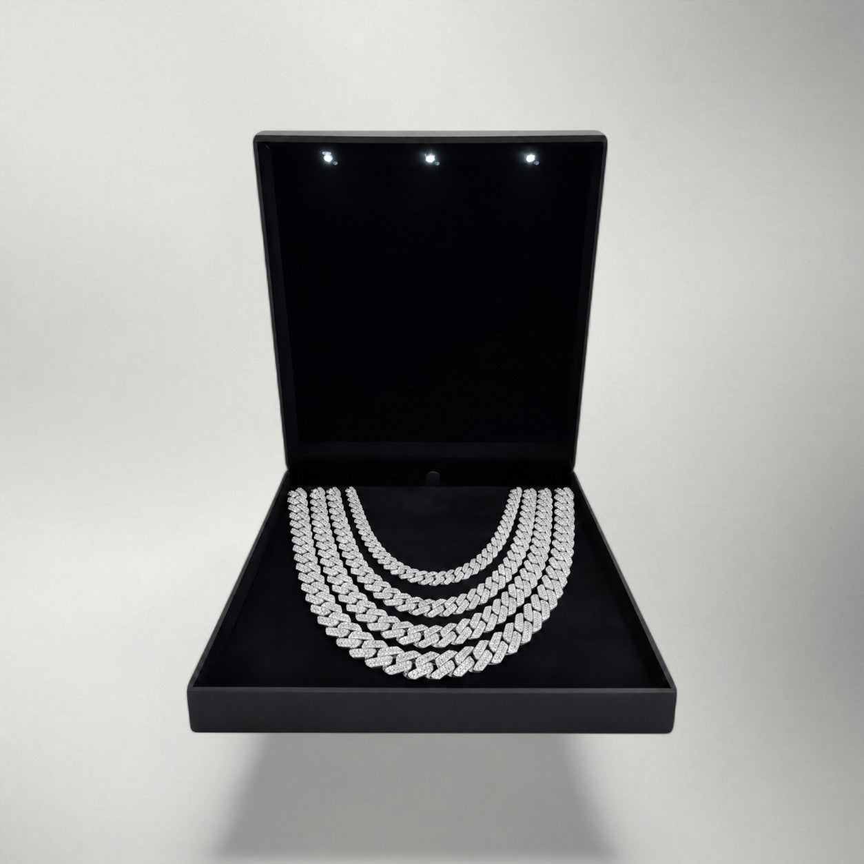 Moissanite & CZ Cuban Link Chain in Solid 925 Sterling Silver — Iced Miami Cuban Necklace
