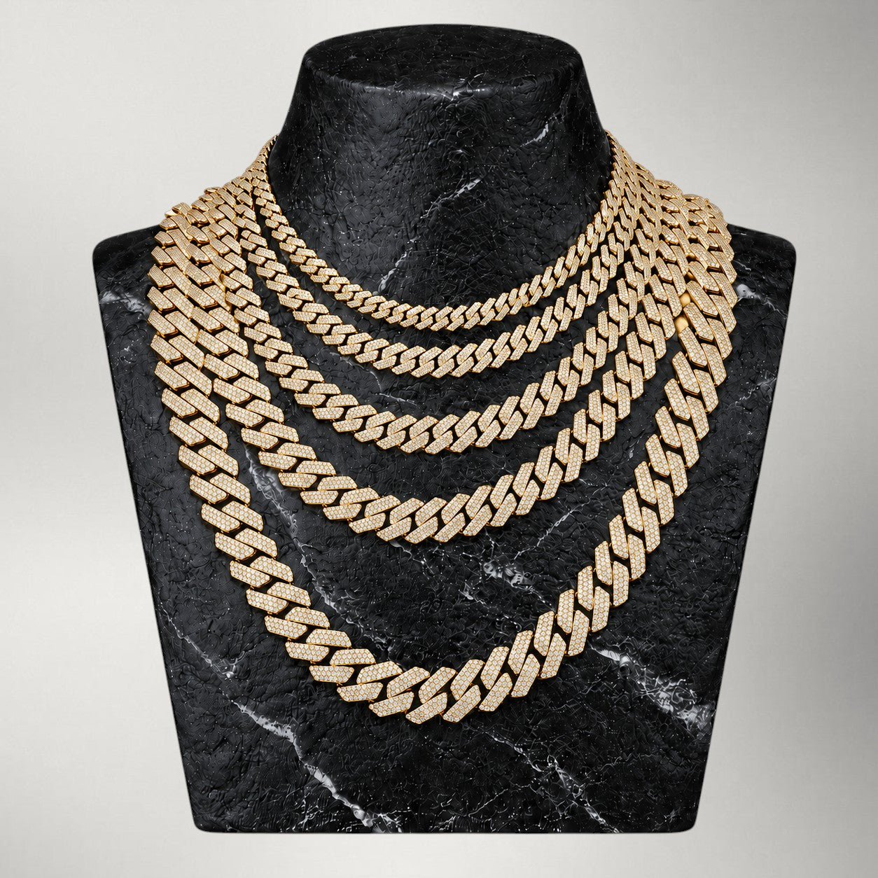 Moissanite & CZ Cuban Link Chain in Solid 925 Sterling Silver — Iced Miami Cuban Necklace