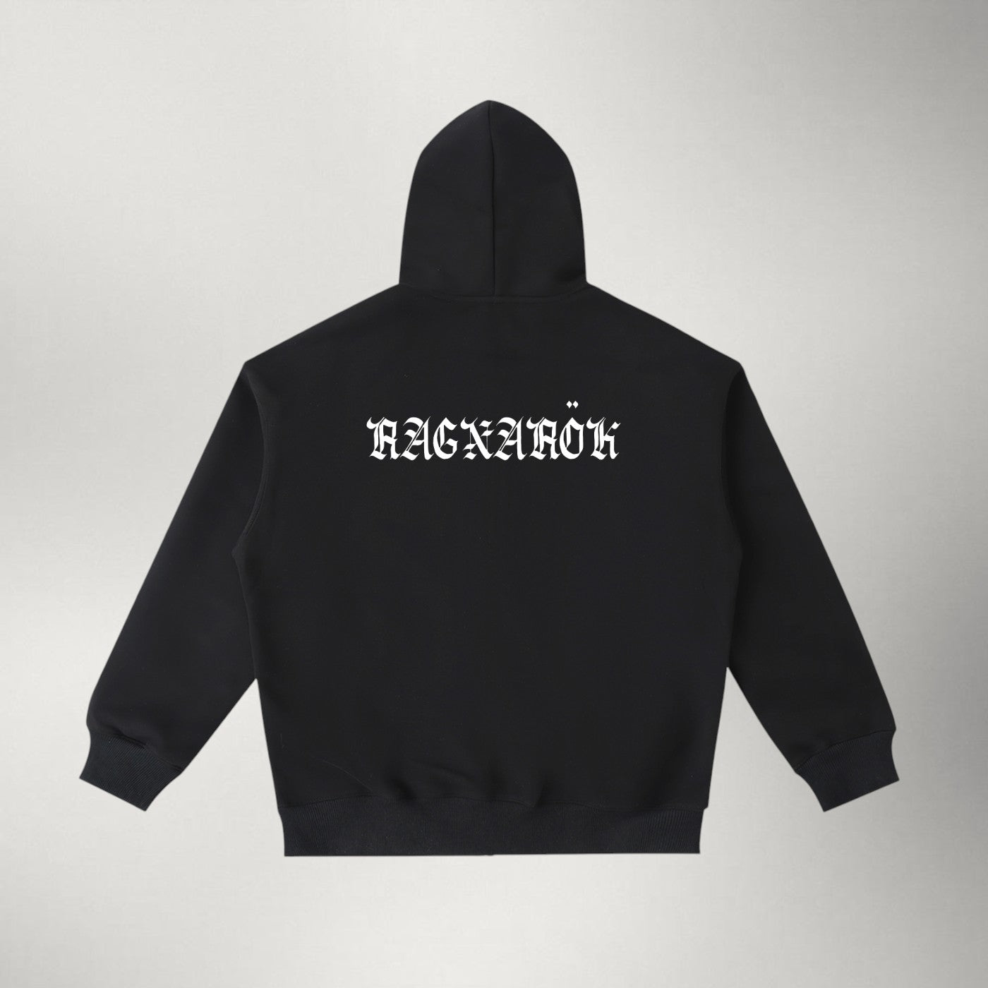 Norse Gothic Essential Pocket Zip Hoodie — Black