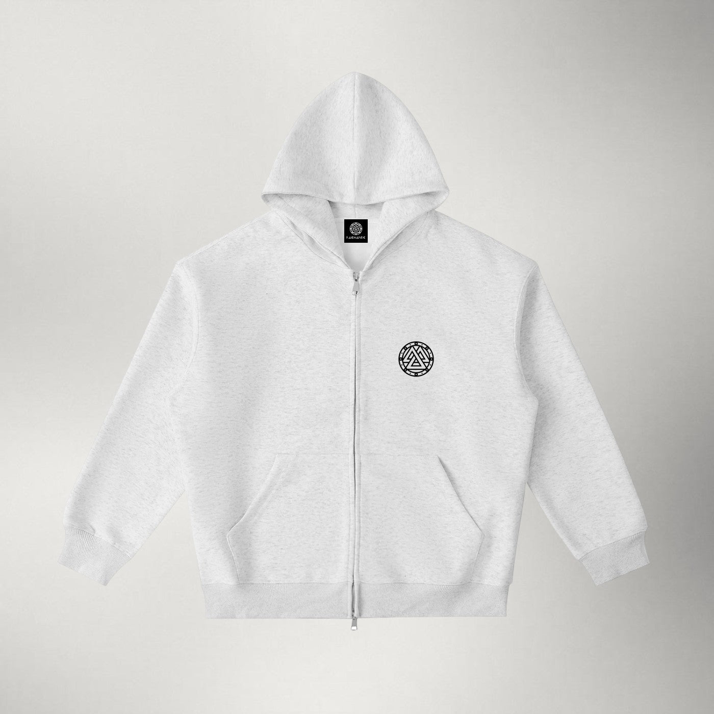 Norse Gothic Essential Pocket Zip Hoodie — Oat Gray