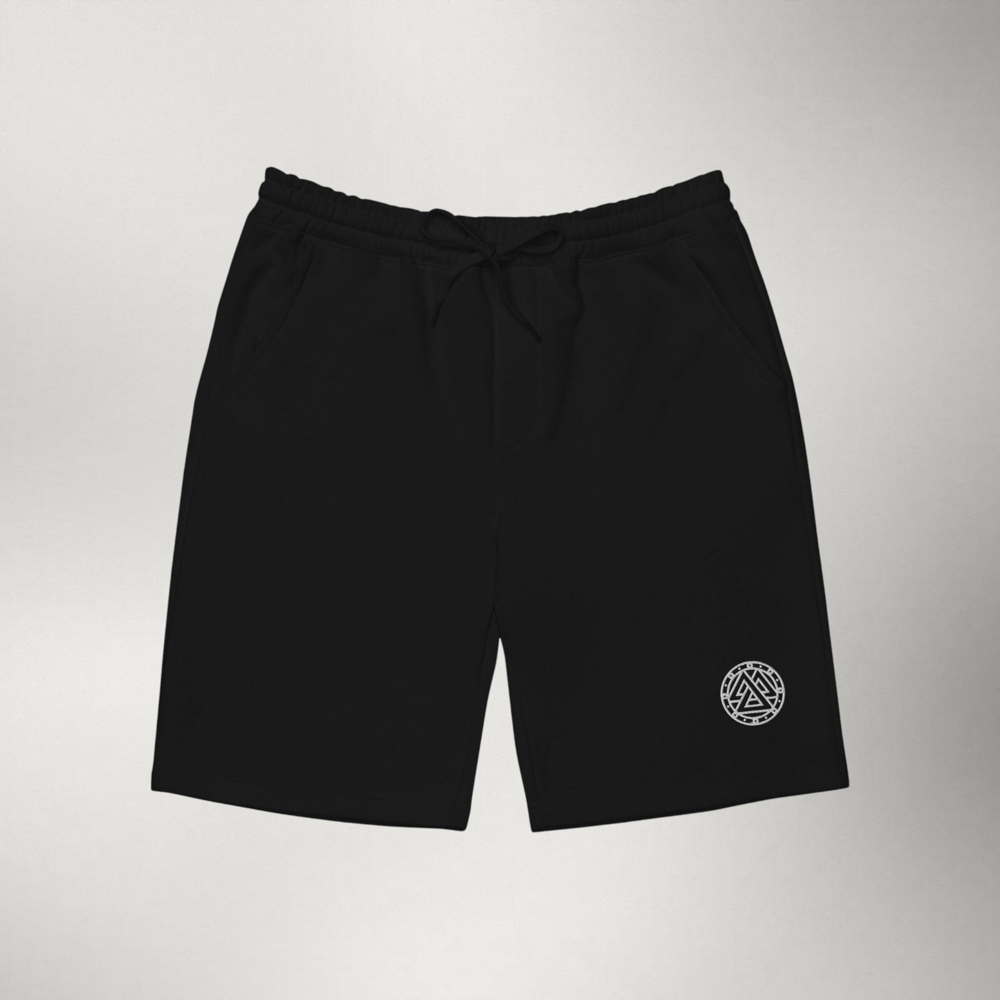 Ragnarok Embroidered Fleece Shorts — White / Black