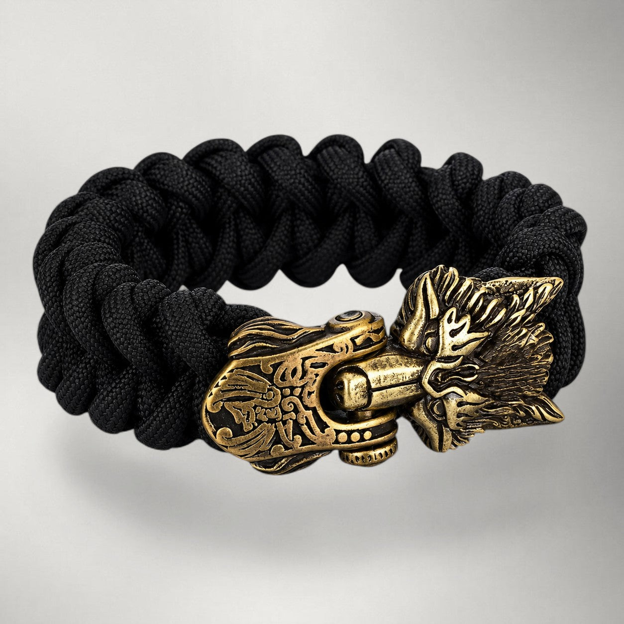 Vintage Viking Fenrir Survival Rope Bracelet — Black