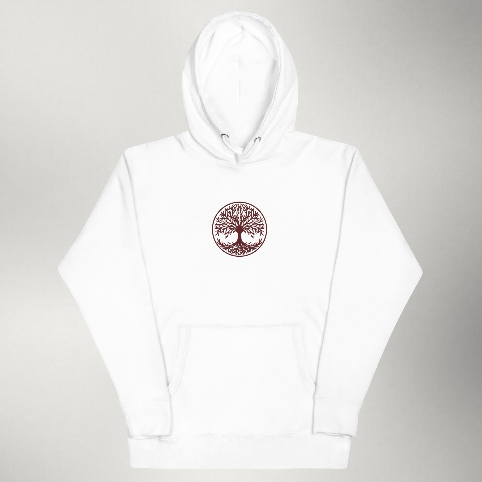 Yggdrasil — Embroidered Hoodie | Maroon / White